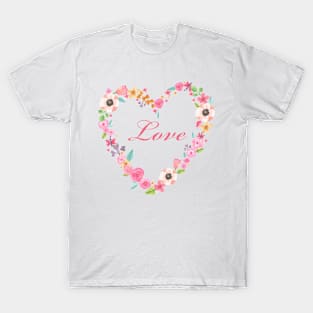 Heart love flowers T-Shirt